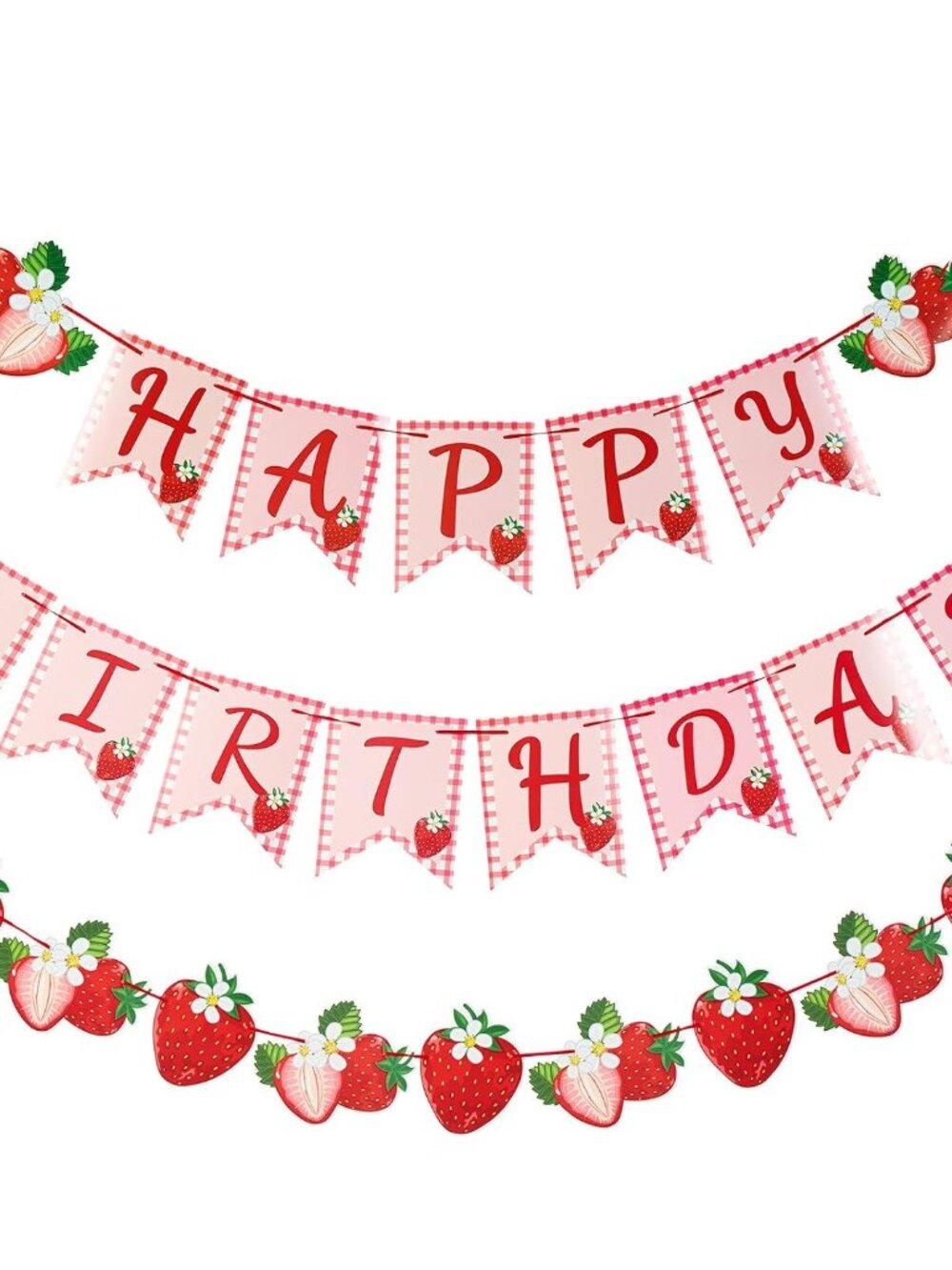 Strawberry Hanging Banner Decorations,Red Fruit Banners Happy Birthday, Red Berr
